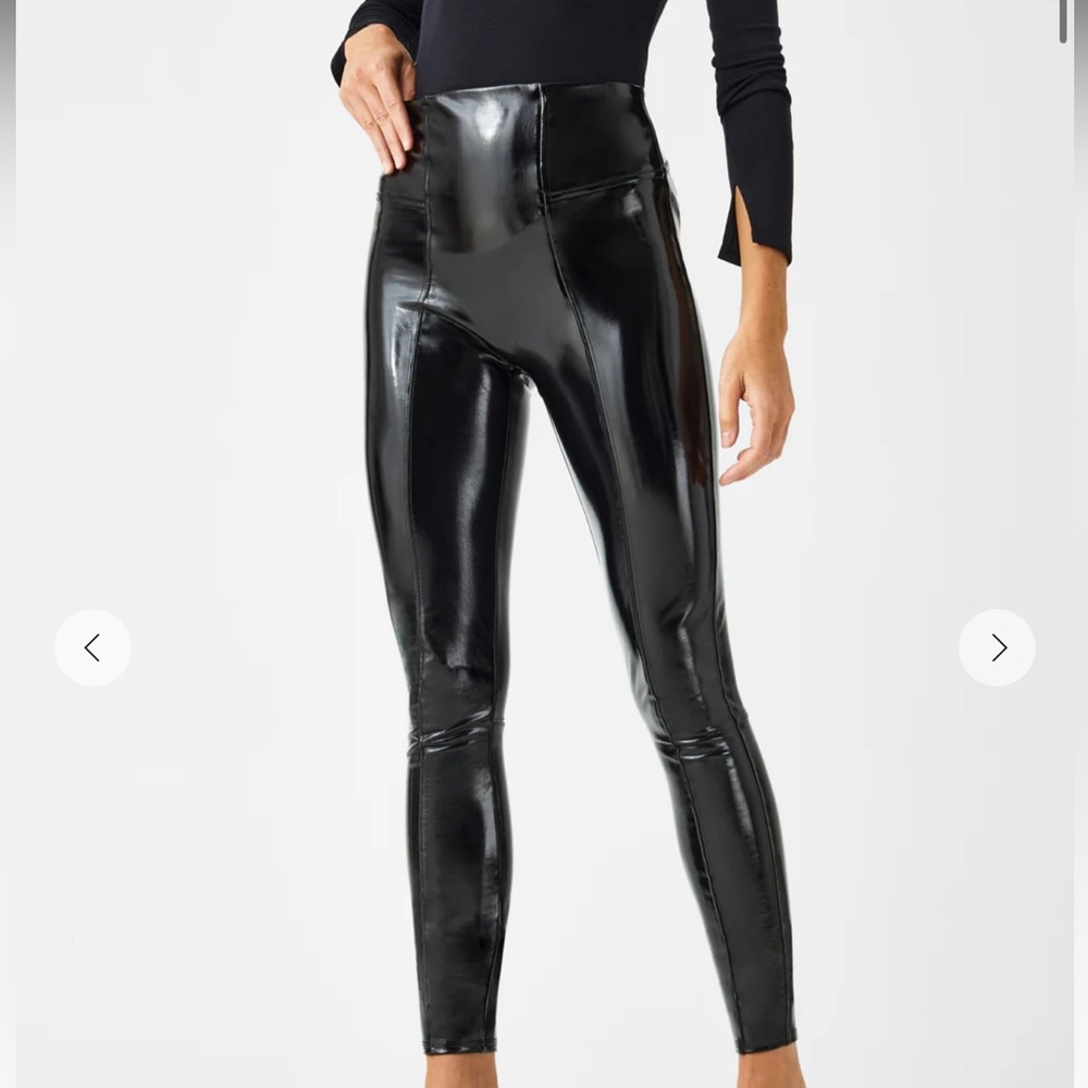 Spanx Faux Leather Patent Leggings Classic Black Size M